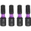 QUARKZMAN 4Pz T30 Inserti per Avvitatore Torx 1/4 Gambo Esagonale 25mm/1 Lunghezza Punte per Cacciavite Magnetico 6 Punte Esagonali a Stella in Acciaio S2 Trapano Elettrico di Qualità