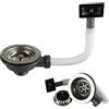 SHENRUZENG Set di scarico per lavello, valvola a cestello in acciaio inox con troppopieno, 114 mm, sifone da cucina con troppopieno, set di scarico per lavello da cucina, adatto per il filtraggio del lavello