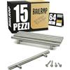 BAILROP Maniglie per Mobili da Cucina Argento 64MM - Maniglie Cucina Eleganza Inox - Ricambi e Maniglie Argento Inox per Armadi da Cucina 15 PCS