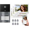 TMEZON Videocitofono Smart 2 Fili Video Citofoni Y70,Tre schermi e Campanello Esterno con Telecamera,APP/Carta RFID Unlock,Rilevare Movimento Umano Intelligente,Trifamigliare