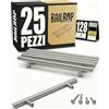 BAILROP Maniglie per Mobili da Cucina Argento 128MM - Maniglie Cucina Eleganza Inox - Ricambi e Maniglie Argento Inox per Armadi da Cucina 25 PCS