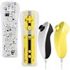 Leikurvo Confezione da 2 controller per Wii Remote, telecomando Wii con controller Nunchuck per WiiRemote più controller di ricambio Jostick Game Handle per console WiiU (nero + giallo)