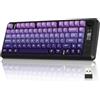 Free wolf FREEWOLF M75 Tastiera wireless dual-mode, Bluetooth+2.4G, controllo tramite manopola e display, 82 tasti compatti PBT con gradiente, luce arcobaleno,QWERTY, anti-ghosting completo per Mac/Win-Viola