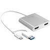 j5create Adattatore multi monitor da USB Tipo-C a doppio HDMI con convertitore USB Tipo-A | 4K + 2K | Compatibile con Microsoft e Mac (JCA365)