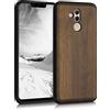 kwmobile Custodia Compatibile con Huawei Mate 20 Lite Cover - Protezione in Legno per Smartphone - Back Case con Bumper in Silicone TPU - marrone scuro legna