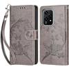KENHONER Custodia per Honor 200 Lite Cover, Grigio Farfalla | Portafoglio in Pelle PU Retro, Antiurto Flip, Slot per Schede, Funzione Stand, Chiusura Magnetica