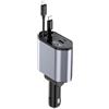 Okaywork Accendisigari auto, 120W Caricabatteria Caricatore da Auto 4 in 1 Retrattile, 2 Porte USB,Accessori Auto Campeggio Viaggio, Compatibile con iPhone/Galaxy/Google/Huawei/Tablet