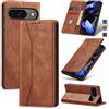 Jasonyu Cover per Google Pixel 9/9 Pro Flip Custodia in Pelle PU, Cover a Libro Portafoglio, Funzione Supporto, Magnetica, Slot Schede, TPU Bumper Caso Custodia per Pixel 9/9 Pro (Marrone)