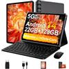 ZIOVO Tablet 10 Pollici Tablet Android 14, 22GB RAM+128GB ROM (TF 1TB), 5G WiFi/Widevine L1/Octa-Core/8000mAh/Corpo Metallico/8+5MP/BT 5.0/Supporto Netflix, 2 in 1 Tablet con Tastiera e Mouse - Grigio