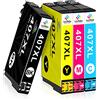 LeciRoba 407xl per Epson 407xl Multipack e per 407 cartucce per stampante Epson Workforce Pro WF-4745DTWF (1 nero, 1 ciano, 1 magenta, 1 giallo, 4 pezzi)