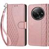 KENHONER Compatibile Cover con Xiaomi Redmi A3 / A3x,Cover per Redmi A3, Premium Pelle PU Portafoglio Flip Libro Custodia Cover per Redmi A3x [Protezione Completa] - Oro rosa