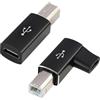 JiaHeHe Adattatore USB C a USB B, 2 pezzi, convertitore dritto e angolato, compatibile con stampante, scanner, tastiera MIDI, E Piano, cavo MIDI