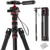 NEEWER BASICS TP08 - Treppiede per fotocamera, 77, compatto e leggero, con testa sferica a 360°, tipo Arca, piastra a sgancio rapido, asse centrale invertito e 2 panni per la pulizia, carico massimo