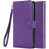 LEMORRY Custodia per iPhone 14 Plus Custodia Multifunzione Cover in Pelle 3in1 Portafoglio Cuoio Supporto per Auto & Titolare Magnetico Morbido TPU Silicone Cover iPhone 14 Plus (Viola)