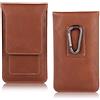 AXELENS Custodia Universale a Sacchetto Verticale per Smartphone fino a 5.1" Pollici, Cover in Similpelle con Clip Frontale, Moschettone e Passante Cintura - Colore Marrone
