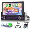 Hodozzy 4G 64G 1 Din Android Autoradio con Wireless Carplay Android Auto, 7 Pollici Touch Screen Stereo 1 Din con GPS WIFI Bluetooth Mirror Link DSP Radio FM/RDS Schermo Diviso USB Tipo C+ Telecamera
