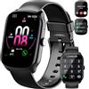 Qecnato Smartwatch Uomo Donna, 1.95 schermo curvo Orologio watch Chiamate Bluetooth, 110+ Modalità Sportive Fitness watch, Contapassi Sonno Cardiofrequenzimetro, IP68 Smart watch per iOS/Android, Nero