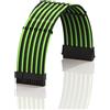 LINKUP - AVA 50cm ATX 24 (20+4) pin Scheda Madre Cavo di Prolunga per Alimentatore con Guaina Intrecciata PSU Con Pettini┃Design Robusto e Rigido┃Confezione Singola┃500mm - Verde Nero