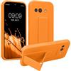 kwmobile 1x Custodia Compatibile con Google Pixel 9a - Cover Supporto Dita - Back Case per Smartphone - Protezione Gommata Arancia fruttata