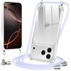 Vauki Cover per iPhone 17 Pro Max con Cordino, Custodia con Laccio Collana Tracolla Trasparente Silicone TPU+PC Bumper Back Antigraffio Proteggere Case Corda per iPhone 17 Pro Max, Viola