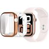 MEMELOKA Cover per Apple Watch Series 10 42mm con Pellicola, [2 Pezzi]Anti-Graffio e Antiurto Morbida TPU Custodia Protettiva con Protezione Completa, Trasparente + Oro Rosa