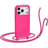 N NEWTOP Cover CV35 Compatibile iPhone 17 Pro, Custodia TPU Silicone Semi Rigido Case Liscia Guscio Laccio Tracolla Cellulare Girocollo Collana Protettiva Anti Urto Laccetto Regolabile (Fucsia)