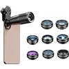 SagTuol Obbiettivi Smartphone 10 in 1, Fisheye 198°, Teleobiettivo 22x, Grandangolo 0,63x, Obiettivo macro 15x, Macro lens,con la maggior parte degli smartphone