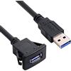 cablecc Cavo di prolunga impermeabile USB 3.0 da 1 m, per cruscotto auto, cavo AUX (singola USB 3.0)