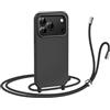N NEWTOP Cover CV35 Compatibile iPhone 17 Pro, Custodia TPU Silicone Semi Rigido Case Liscia Guscio Laccio Tracolla Cellulare Girocollo Collana Protettiva Anti Urto Laccetto Regolabile (Nero)