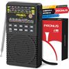 PRUNUS J-165 Radio Portatile FM/AM, Radiolina Piccola con Pulsanti Preimpostazione 1-5 e Eccellente Ricezione, Mini Radio a Pile (AA), per Camminare, Correre, Pescare (Nero)