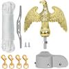 NQ Set di accessori con aquila, asta per bandiera, kit di riparazione dell'asta della bandiera, con aquila, corda, moschettone, torcia, topper in alluminio con rullo di corda
