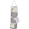 Relaxdays Organizer da Parete, HxL: 74x20 cm, 3 Tasche in Cotone Portaoggetti da Appendere al Muro, Bagno, Crema Grigio