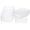 Cetomo Scatola portaoggetti in plastica, con manico, organizer per mensole con foro, per casa, cucina, ufficio, bianco, confezione da 6 (34,5 x 24,5 x 8,5 cm)