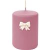 Cereria Di Giorgio - Candela Cero Rosa Polvere Decorata con Fiocchi Di Cera - Diametro 7 cm Altezza 10 cm - Durata 50 ore - Spring Collection - Artigianale
