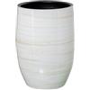 DRW Vaso da pavimento rotondo in ceramica bianco beige lucido 50x36x36 cm