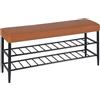 Relaxdays Poltrona portascarpe Relaxdays, Seduta Imbottita in Similpelle, 2 Ripiani per 8 Paia, HBT 50x100x30 cm, Marrone