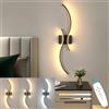Goeco Applique LED da Parete Interni, 32W 80 CM Luci da Parete Dimmerabile Lunga con Telecomando 3000K-6500K con 2 Luminosi Ondulati per Soggiorno, Camera da Letto, Nero