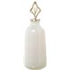 DRW Vaso decorativo da pavimento in vetro con coperchio in alluminio bianco e oro 53 x 19 x 19 cm