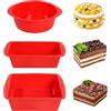 VINATO 3 Pezzi Stampi in Silicone per Dolci, Stampo in Silicone Antiaderente Stampi Silicone Dolci Stampo Pane per Brownie, Torte, Pane, Senza BPA, Rosso