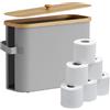 Relaxdays Portarotoli Relaxdays, 12 Rotoli, HxLxP: 33 x 45 x 16 cm, Tessuto, bambù, portacarta igienica, riserva, Grigio