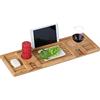 Relaxdays Mensola per Vasca da Bagno in bambù, Largo 73,5 cm, Vassoio con Scomparto per Bicchiere e Tablet, Naturale