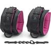 BONDAGERIE® Manette per coppia imbottite morbide con catenina sganciabile, nero e viola