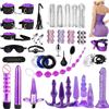 Oziral Set bondage premium da 39 pezzi, kit di contenimento completo, include giocattoli sessuali per coppie e donne, sistemi di contenimento e accessori per il bondage a letto, nero e viola
