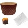 OPIROS Stampi Per Panettone Alto Rigato Ondulato gr.500 Per Cottura Forno Lievitati Dolci Di Natale (Pz. 5 Stampi + Pz. 5 Buste)