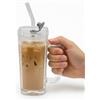 Oceano Tazza in Vetro Trasparente 400ml con Coperchio e Cannuccia Mug con Design a Costine Ideale per Caffè Freddo Bubble Tea Succhi e Cocktail Design Elegante e Moderno