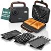 LEBENLANG Sandwich Maker 3 in 1-750 W Incl. 3 inserti per Grill, Sandwich & Waffle I Tostiera elettrica piastre 3 in 1 Piastra toast Toastiera Elettrica Waffle Maker Toaster Sandwich Griglia Toast