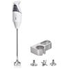 bamix Set frullatore a immersione G350 GASTRO PRO-3 incl. lama multiuso, frusta e disco fisso, supporto, 300 watt, 2 velocità, acciaio inox, Made in Switzerland, bianco/grigio chiaro