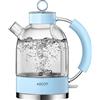 ASCOT Bollitore Acqua Elettrico, ASCOT Bollitore Elettrico in Vetro, 2200W, 1.6L, Spegnimento Automatico, Protezione Boil-dry, Niente Plastica BPA-Free Teiera