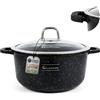 GOLDMANN Pentola in alluminio da 32 cm - 9,9 l con rivestimento antiaderente in ceramica effetto marmo, coperchio in vetro, compatibile con piani cottura a induzione, adatta al forno e senza PFOA.