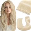 UK-Fashion-Shop Extension Clip Capelli Veri Fascia Unica 50cm 50g #60 Biondo Platino One Piece Remy Human Hair Lunghi Lisci